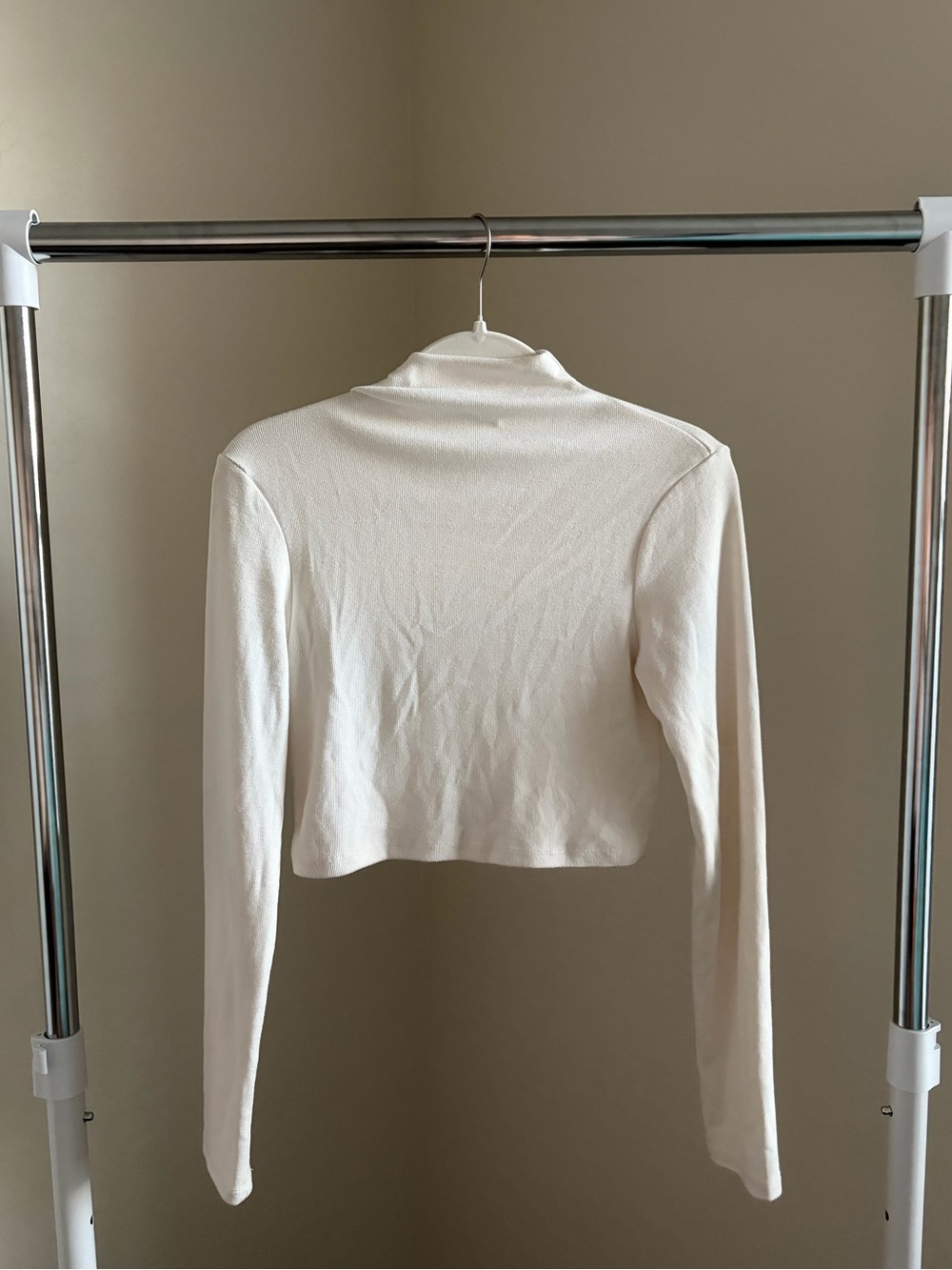 Princess Polly Cropped Long-Sleeve Mock Neck Top - White